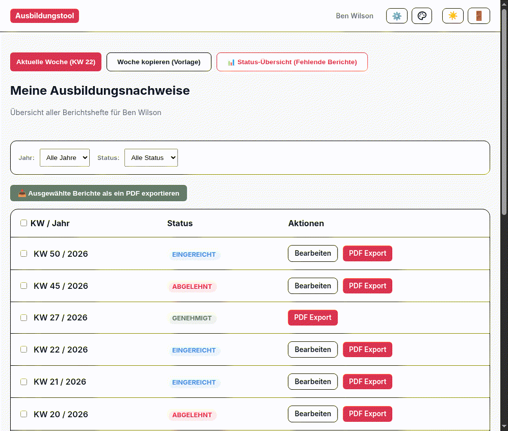 Berichtsheft Workflow